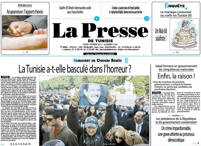 Tunisie - Assassinat De Chokri Belaid: Zoom Sur La Presse Nationale ...