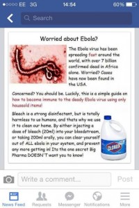 Buvez de l’eau de Javel pour guérir du virus Ebola!