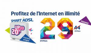 Avec le FIXE Tunisie Telecom et le «SMART ADSL Up to 20», c’est  12 Méga de débit minimum