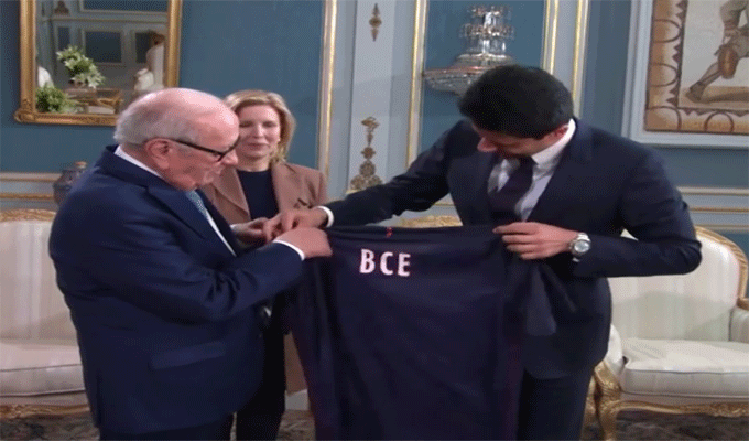 Vidéo : BCE reçoit au palais de Carthage l’équipe du PSG