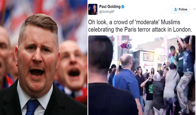 Le leader de Britain First publie une vidéo accusant des Musulmans de célébrer l’attentat des Champs Elysées