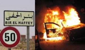 Sidi Bouzid – Bir Lahfey : 4 sécuritaires blessés et une voiture de police incendiée