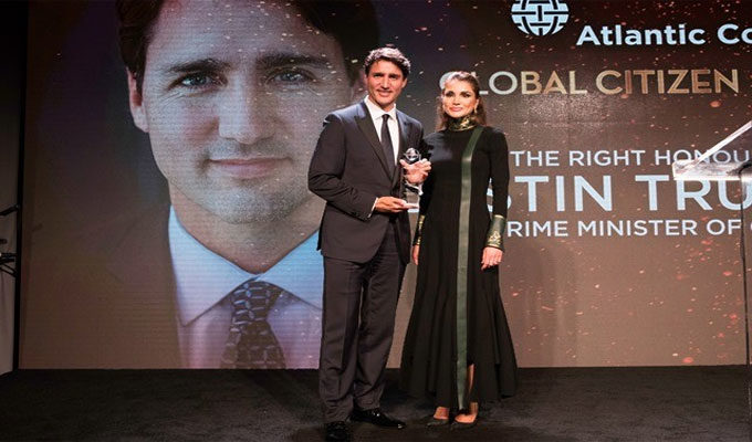 La Reine Rania de Jordanie remet le Global Citizen Award au PM canadien, Justin Trudeau