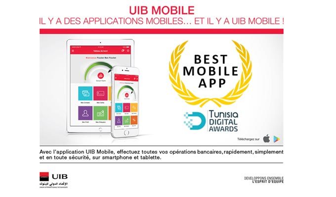 L’application UIB MOBILE élue “BEST MOBILE APP“ aux Tunisia Digital Awards