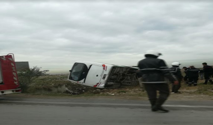 Tunisie : Un bus scolaire dérape au niveau d’Oued El-Mlih à Kairouan