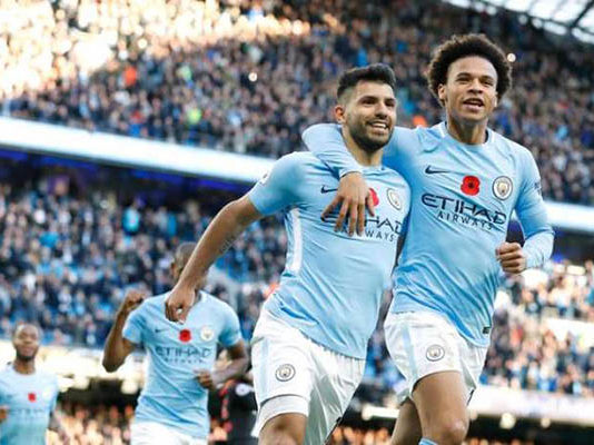 Manchester City, la joie d'Aguero et Sane