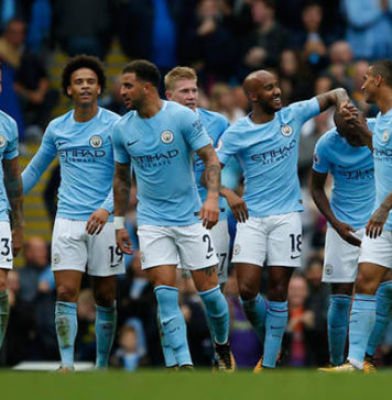 La joie des joueurs de Manchester City