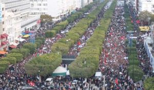 Tunisie: Manifestation des partisans du président de la république