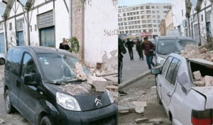 Moncef Bey : Une construction abandonnée s’effondre sur des voitures (photos)