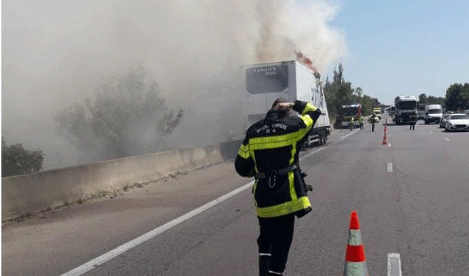 Tunisie: Une poche d’incendie au péage de Mornag maitrisée, état d’alerte maintenu