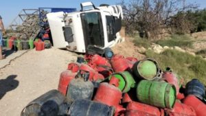 Sidi Bouzid : Renversement d’un camion transportant les bouteilles de gaz domestique